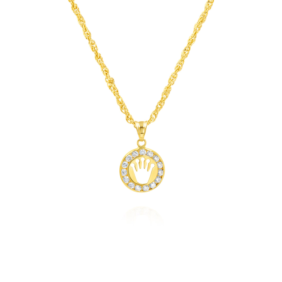 18K Real Gold Crown Stone Necklace