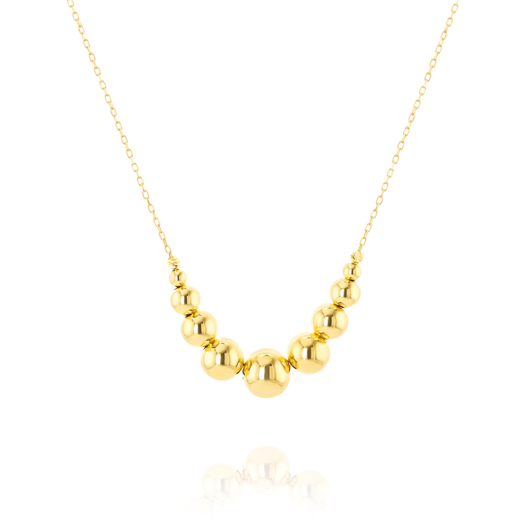 18K Real  Gold Ball Seeds Necklace