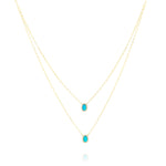 Load image into Gallery viewer, 18K Real Gold 2 Layer Sky Blue Stone Necklace
