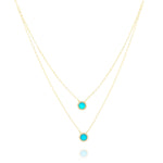Load image into Gallery viewer, 18K Real Gold 2 Layer Round Light Blue Stone Necklace
