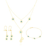 Load image into Gallery viewer, 18K Real Gold Blue Stone Flower Jewelry Set
