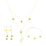 Load image into Gallery viewer, 18K Real Gold Green Stone Flower Jewelry Set
