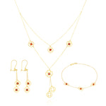 Load image into Gallery viewer, 18K Real Gold Red Stone Flower Jewelry Set
