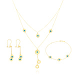 Load image into Gallery viewer, 18K Real Gold Blue Stone Round Jewelry Set
