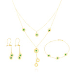 Load image into Gallery viewer, 18K Real Gold Green Stone Round Jewelry Set

