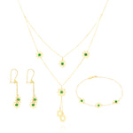 Load image into Gallery viewer, 18K Real Gold Green Stone Flower Jewelry Set
