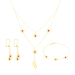 Load image into Gallery viewer, 18K Real Gold Red Stone Flower Jewelry Set
