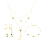 Load image into Gallery viewer, 18K Real Gold Blue Stone Flower Jewelry Set
