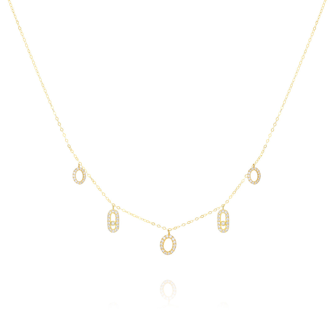 18K Real Gold Hanging Stone Necklace