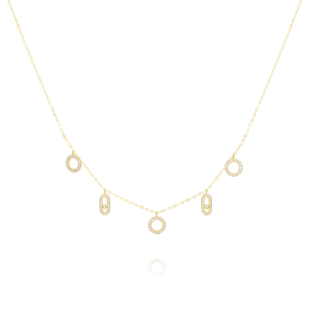 18K Real Gold Hanging Stone Necklace