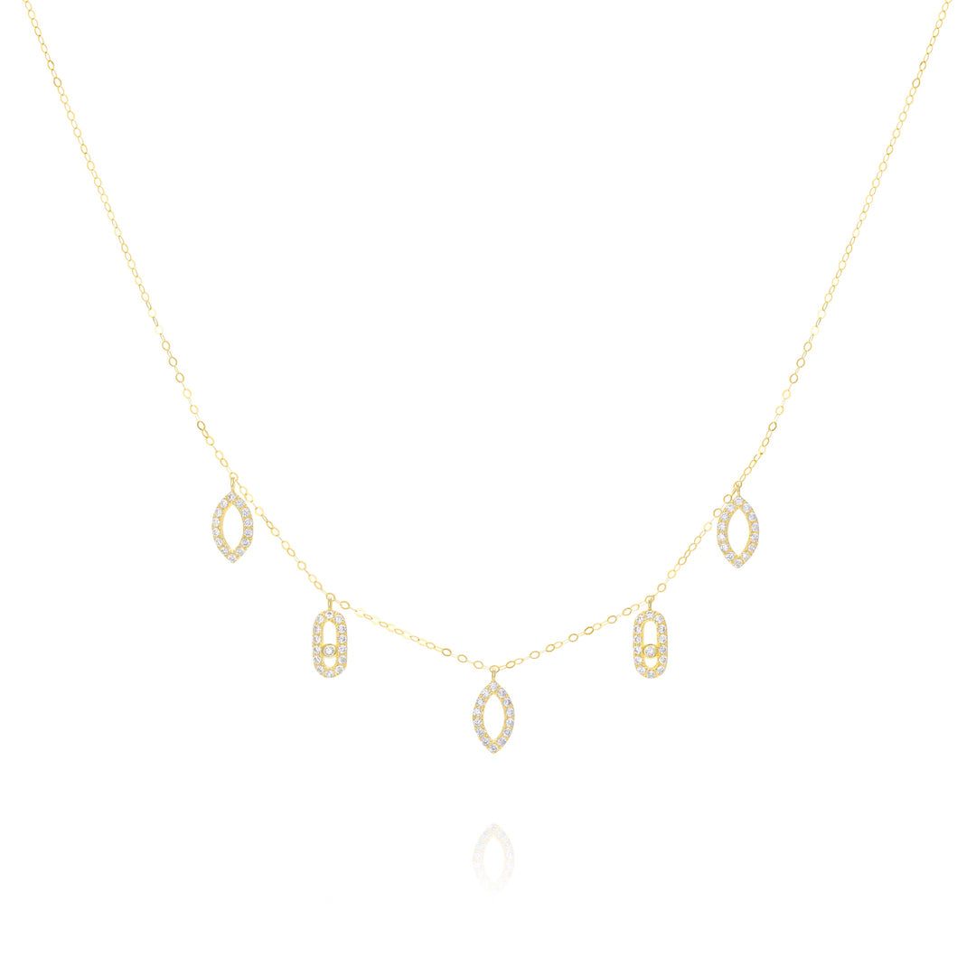 18K Real Gold Hanging Stone Necklace
