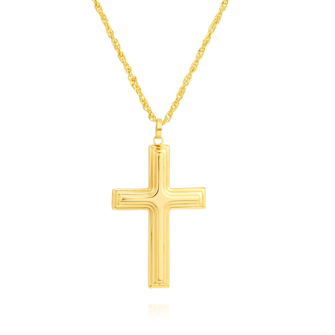 18K Real Gold Red Jesus Cross Necklace