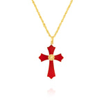 Load image into Gallery viewer, 18K Real Gold Red Cross Necklace
