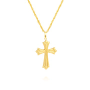 18K Real Gold Red Cross Necklace
