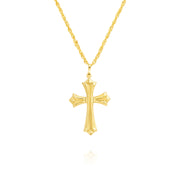 18K Real Gold Red Cross Necklace
