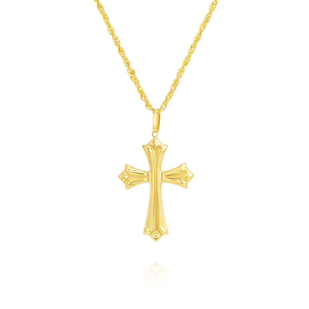 18K Real Gold White Cross Necklace