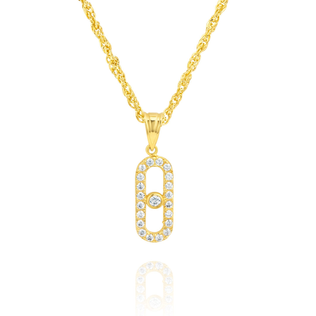18K Real Gold Stone Necklace