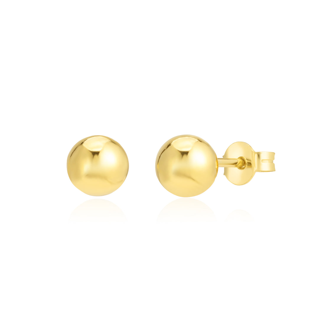 18K Real Gold Ball Stud Earrings