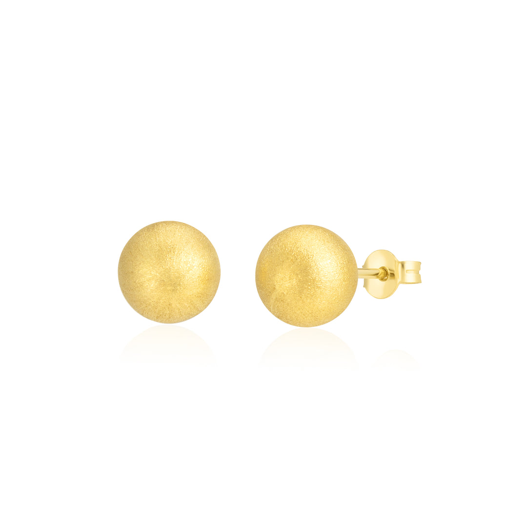 18K Real Gold Ball Stud Earrings