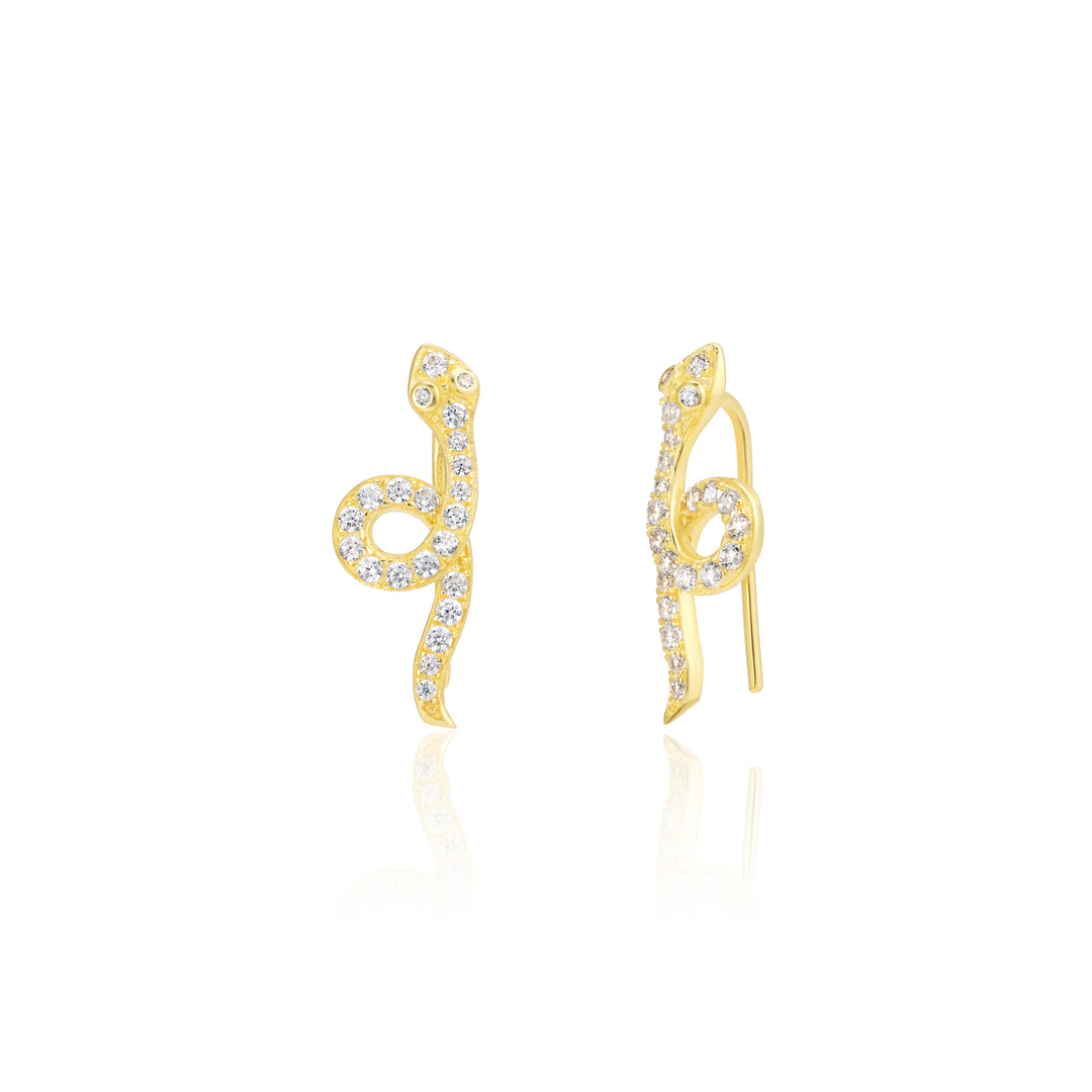 18K Real Gold Snake Earrings