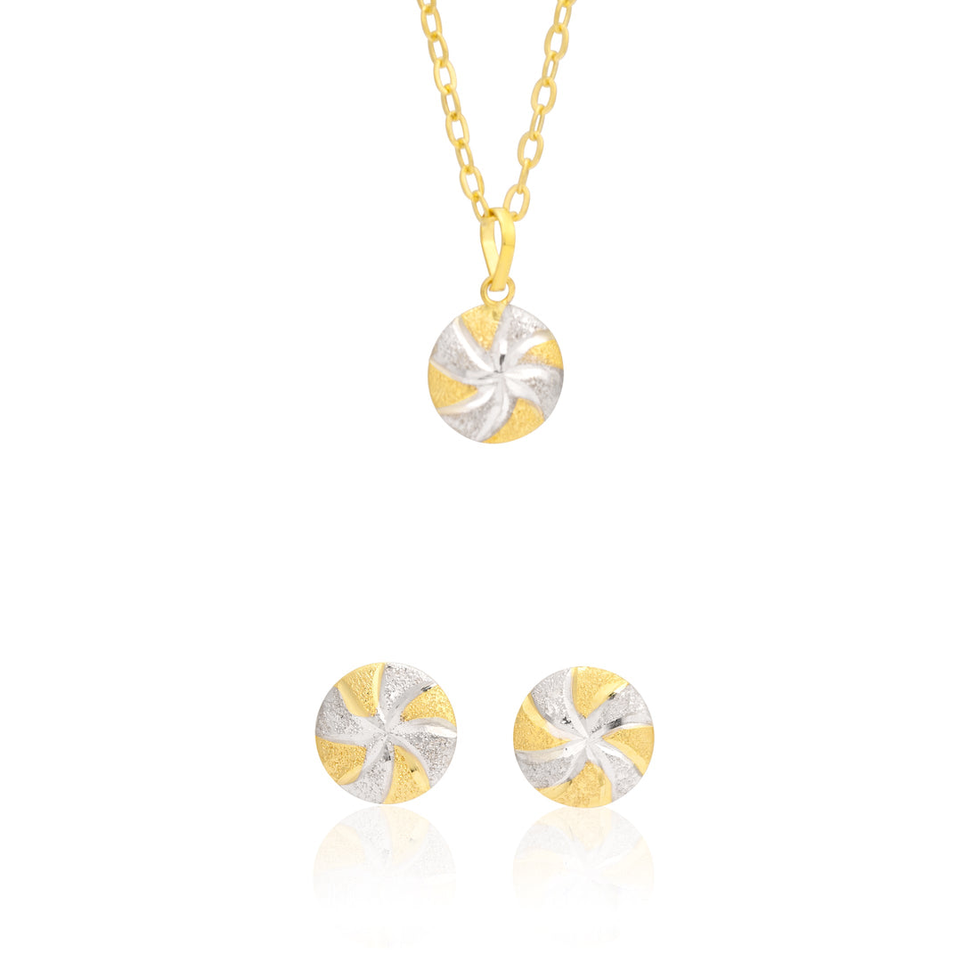 18K Real Gold Screw Fine 2 Color Round Jewelry Set