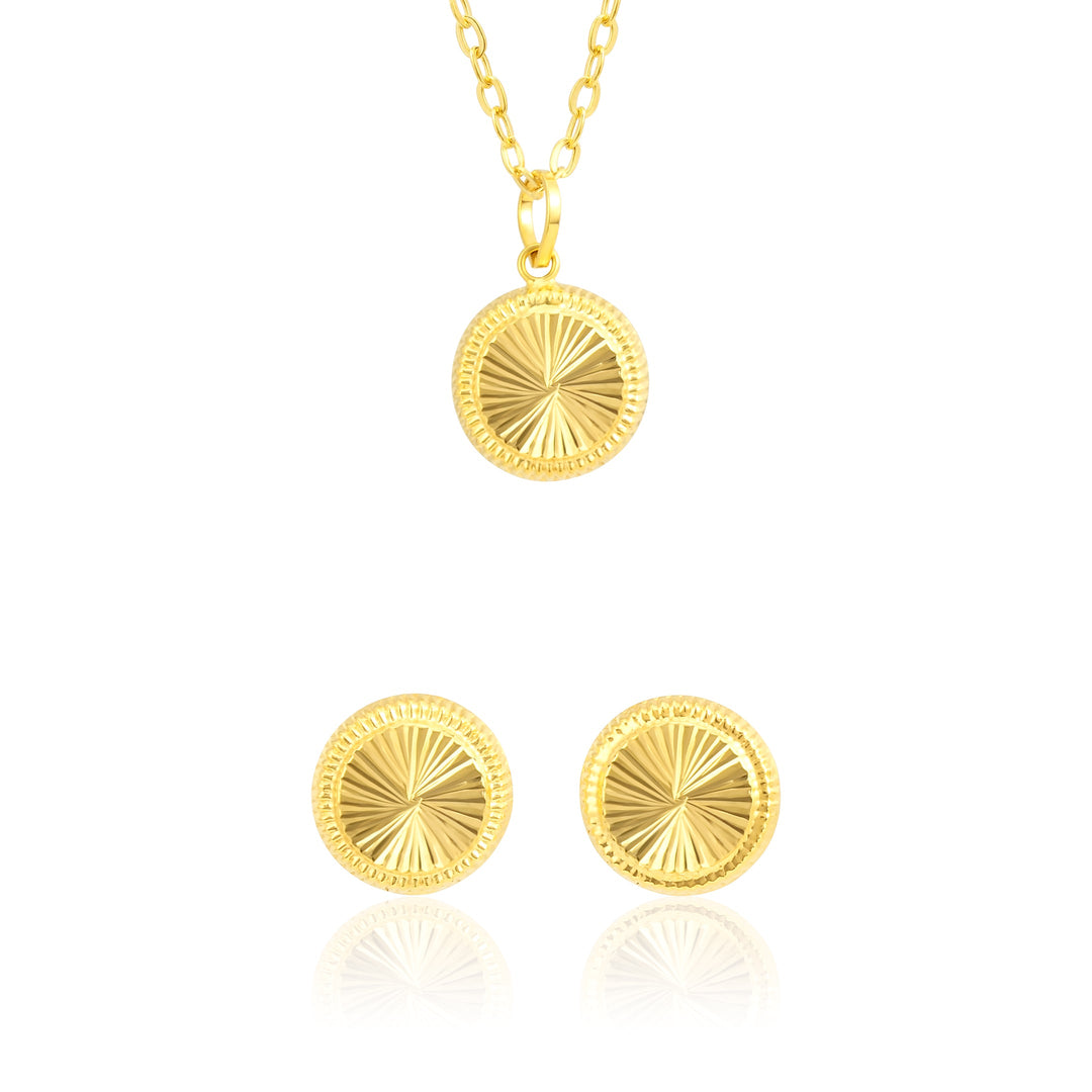 18K Real Gold Screw Round Jewelry Set