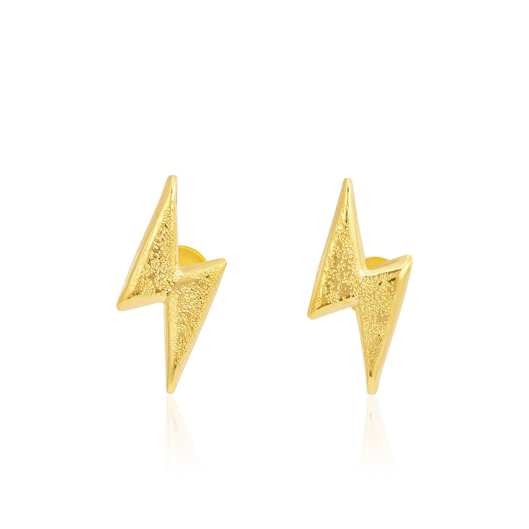 18K Real Gold Thunder Screw Earring Set