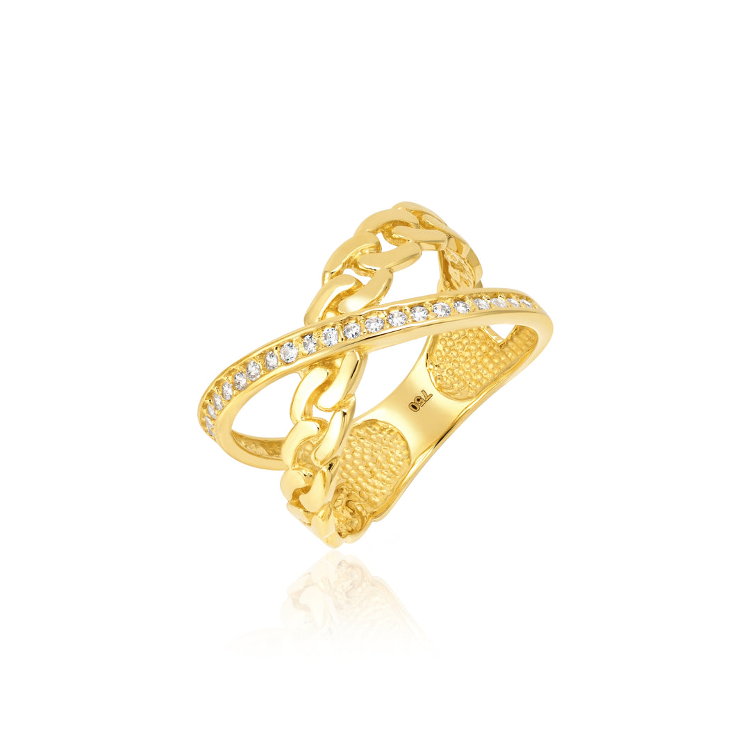 18K Real Gold Elegant Stone Ring