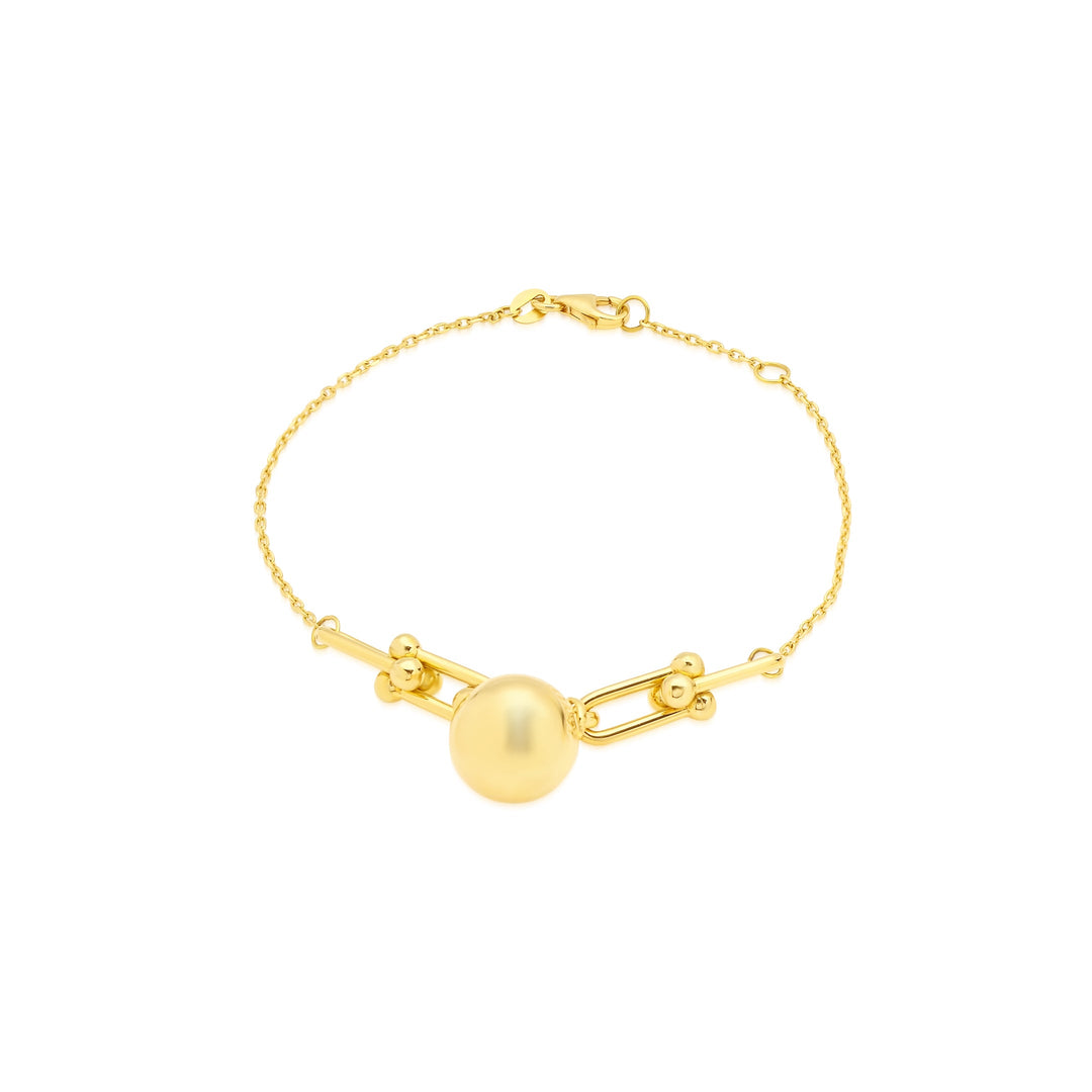 18K Real Gold U-Linked Ball Bracelet