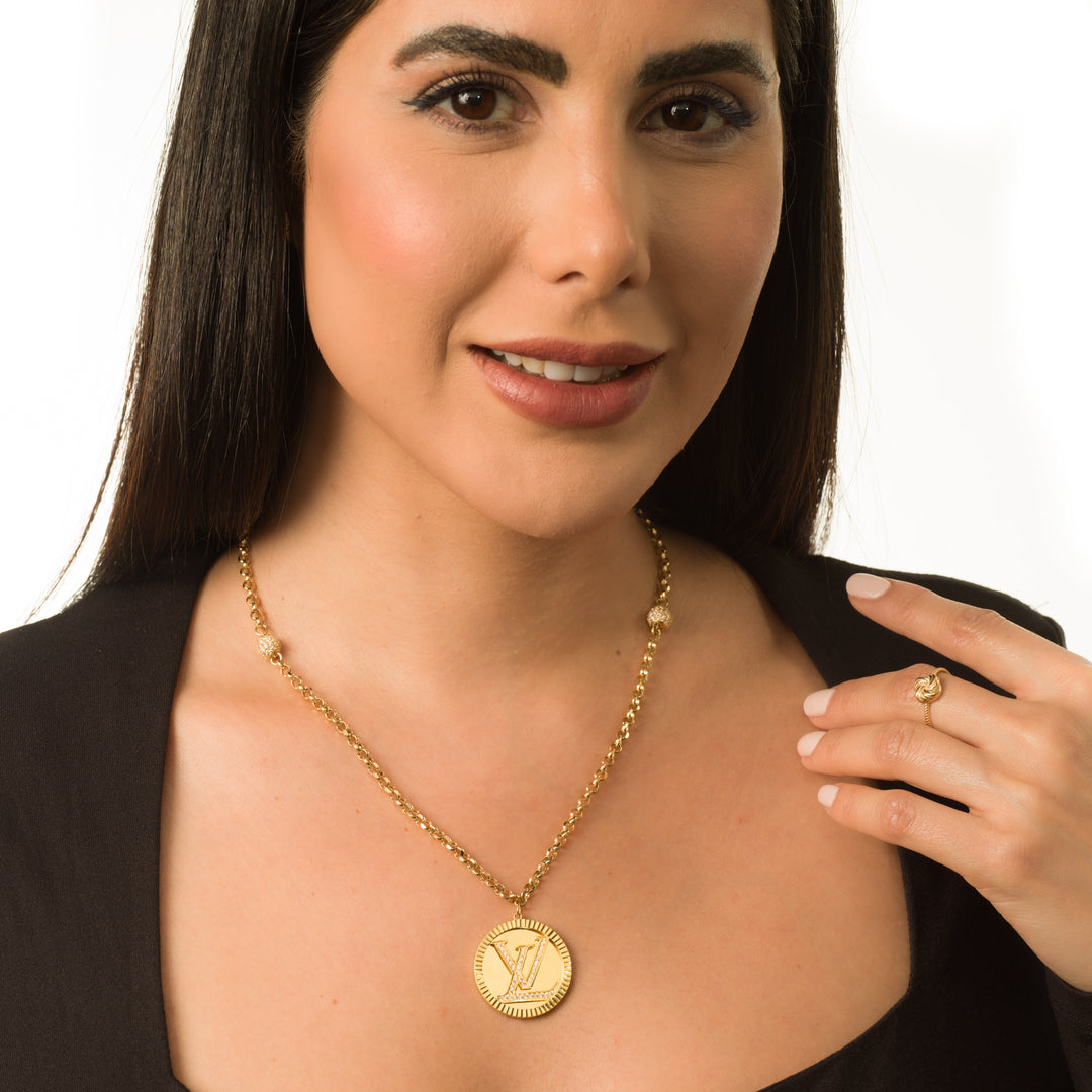 18K Real Gold Elegant L.V Necklace