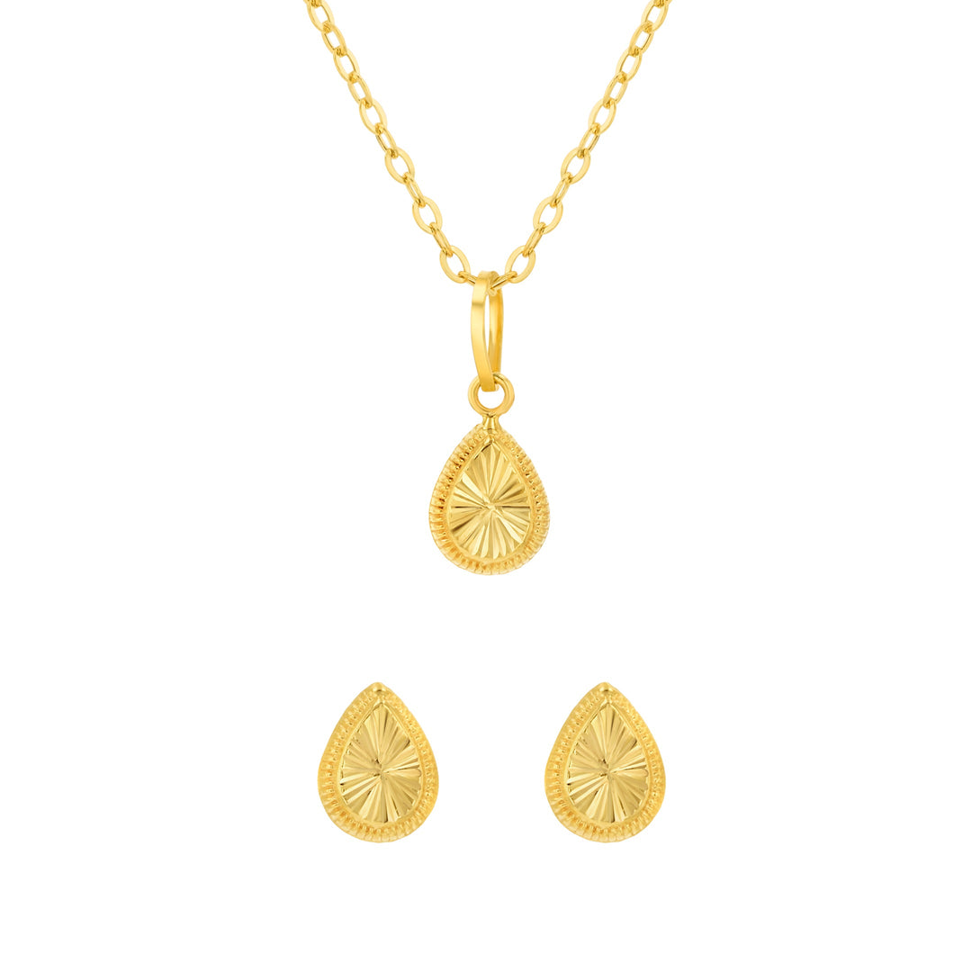 18K Real Gold Drop Screw Jewelry Set