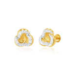 Load image into Gallery viewer, 18K Real Gold 2 Color Flower Screw Earring Set
