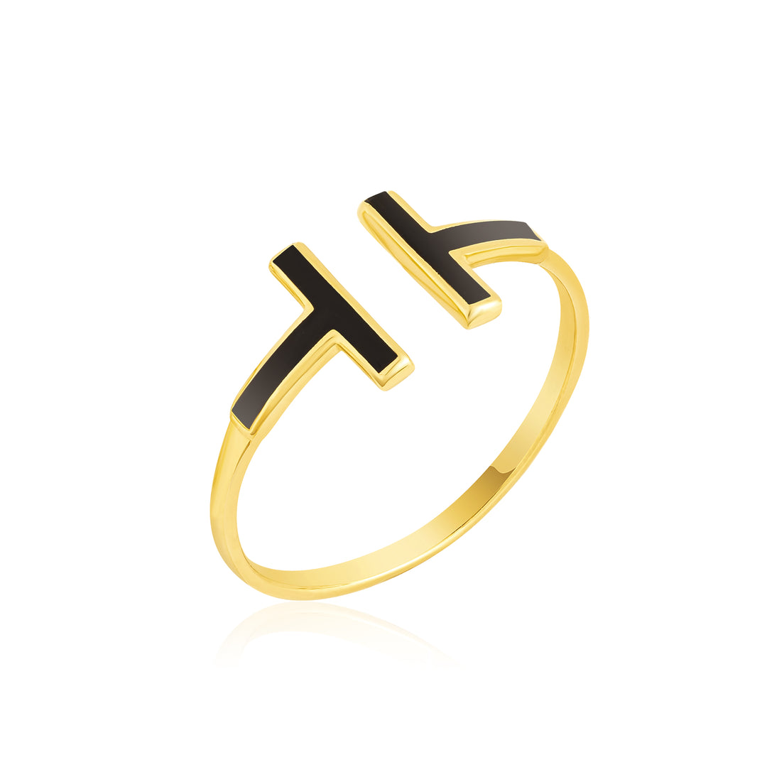 18K Real Gold T Ring