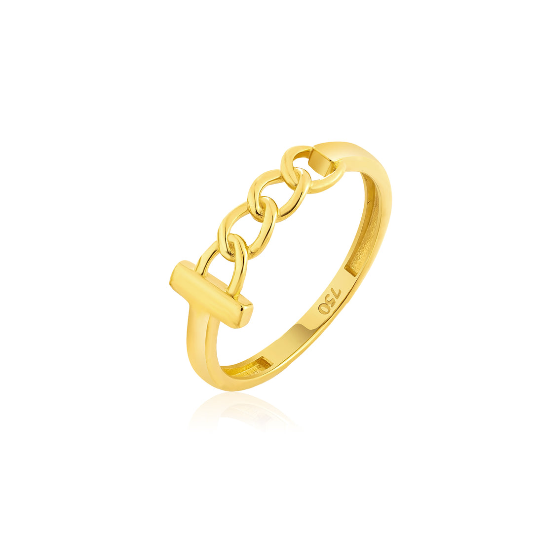 18K Real Gold Elegant Linked Ring