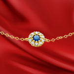 Load image into Gallery viewer, 18K Real Gold Blue Stone Bracelet
