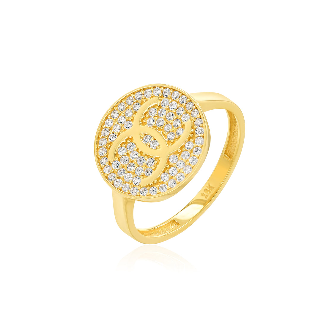 18K Real Gold Elegant C.H Stone Ring