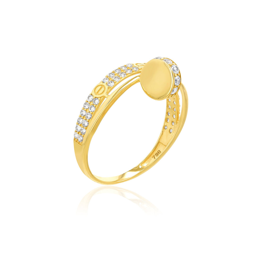 18K Real Gold Elegant C.R Nail Stone Ring
