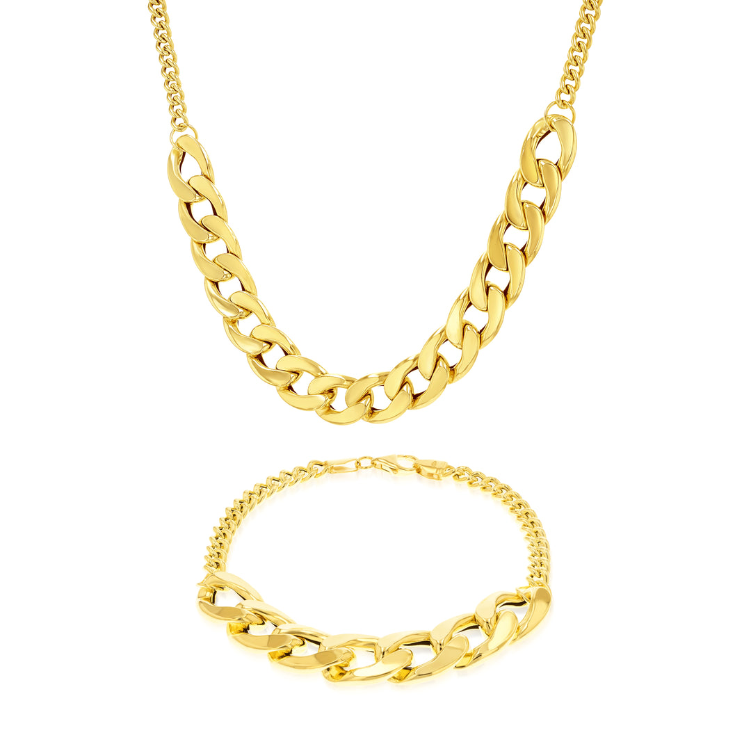 18K Real Gold Elegant Linked Jewelry Set