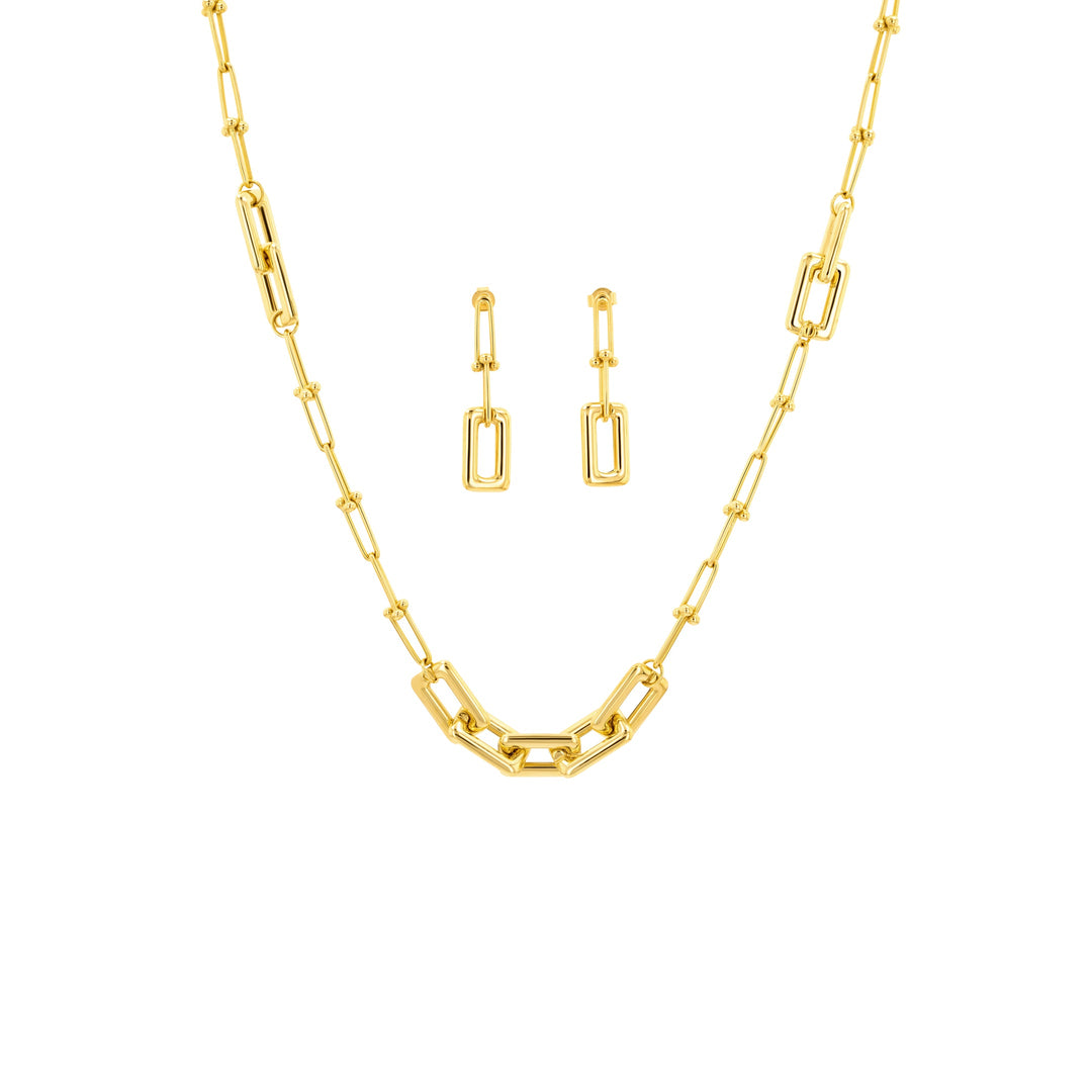 18K Real Gold Elegant Linked Jewelry Set