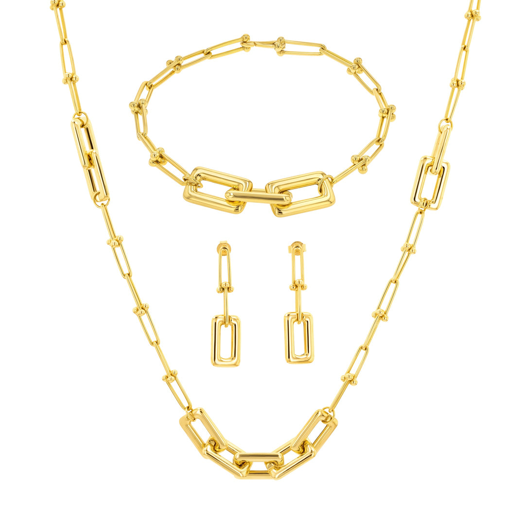 18K Real Gold Elegant Linked Jewelry Set