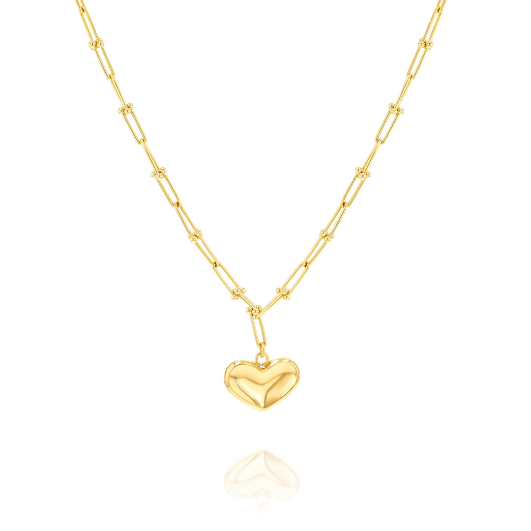 18K Real Gold Elegant U-Link Heart Jewelry Set