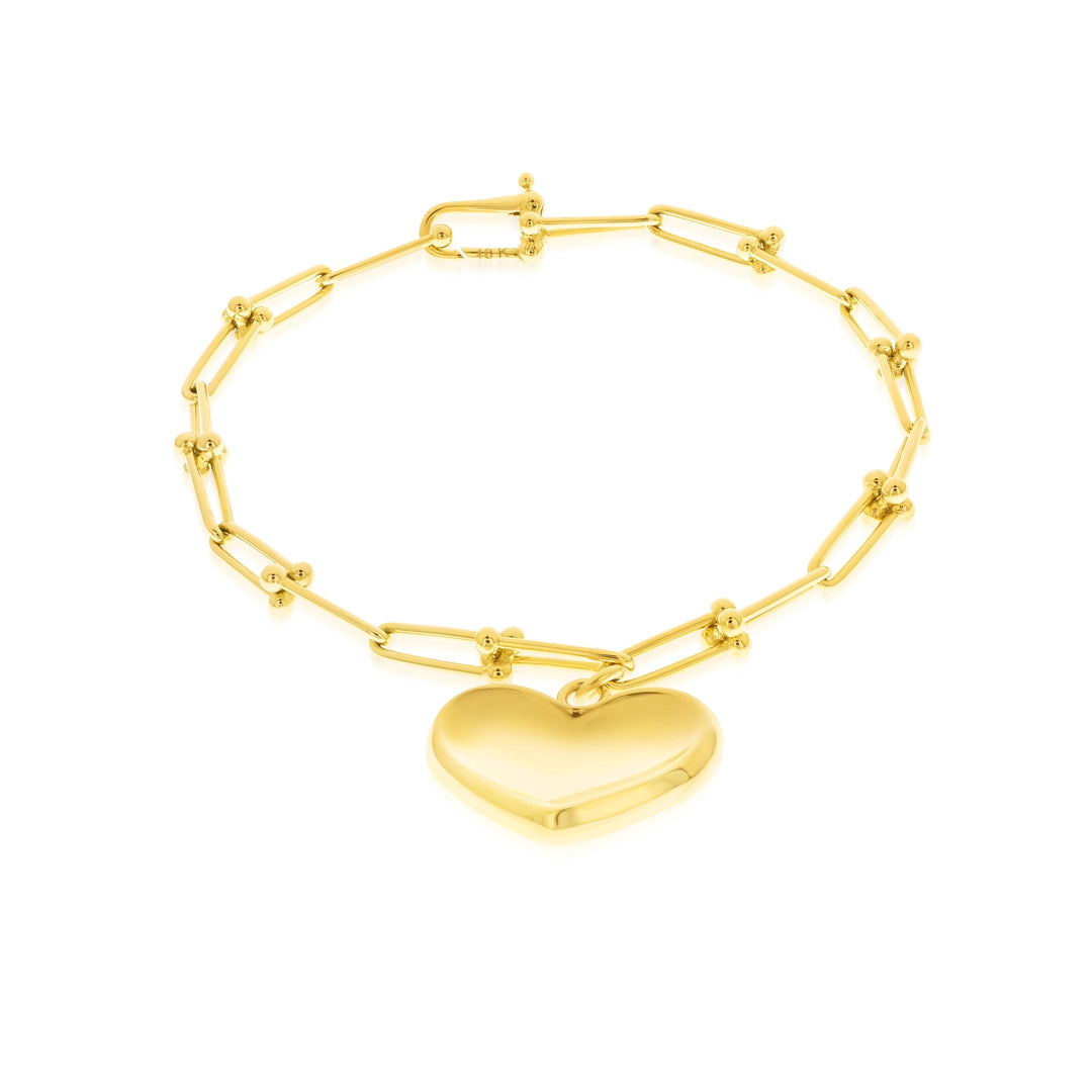18K Real Gold Elegant U-Link Heart Jewelry Set