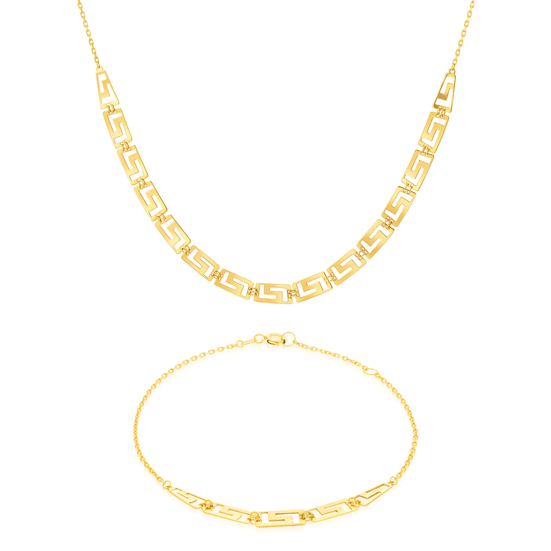 18K Real Gold Elegant Flat Jewelry Set