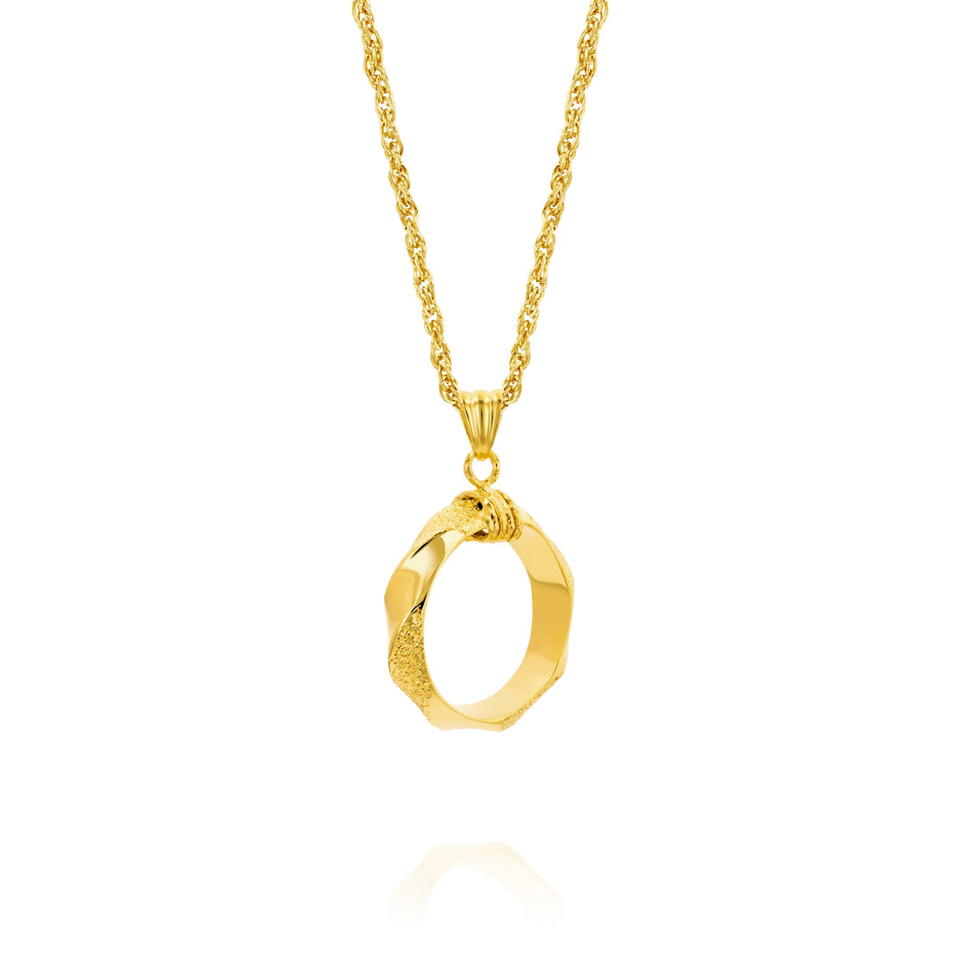 18K Real Gold Round Jewelry Set