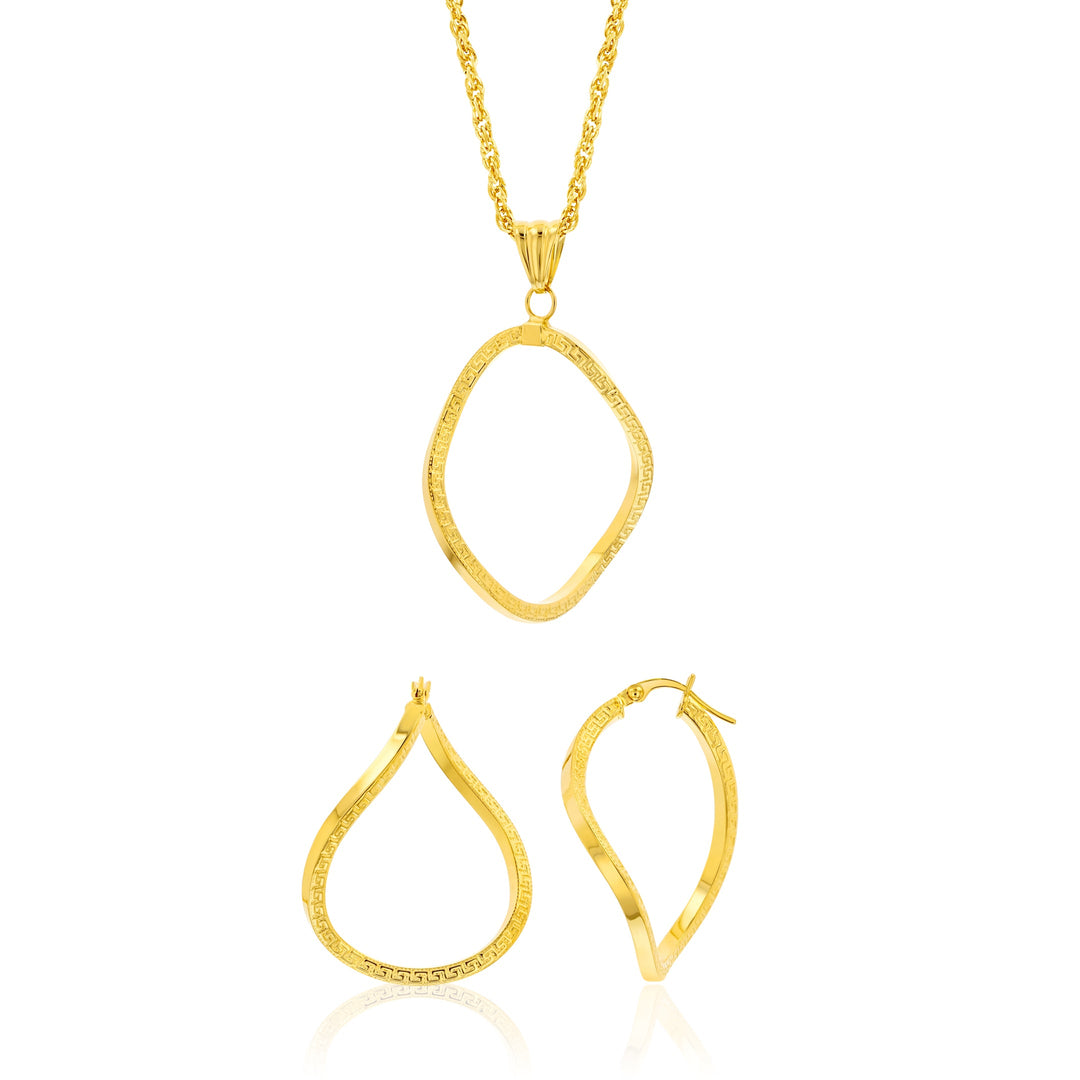 18K Real Gold Twisted Jewelry Set