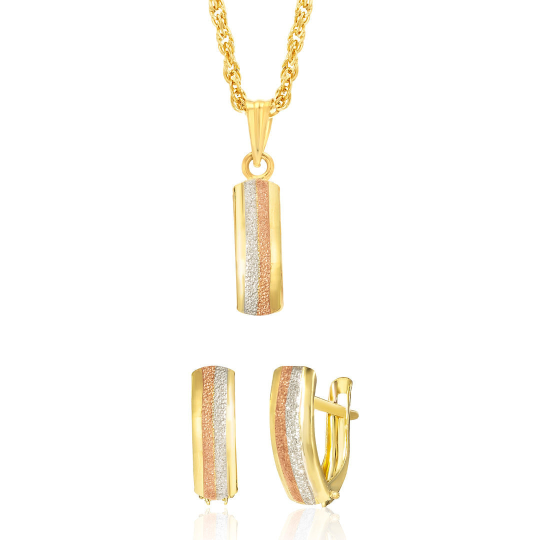 18K Real Gold 3 Color Clip Jewelry Set