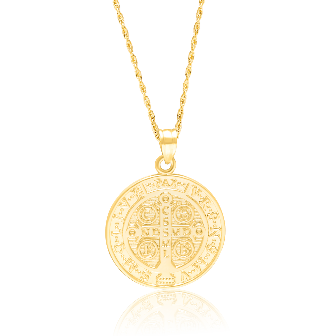 18K Real Gold Religious Round Necklace