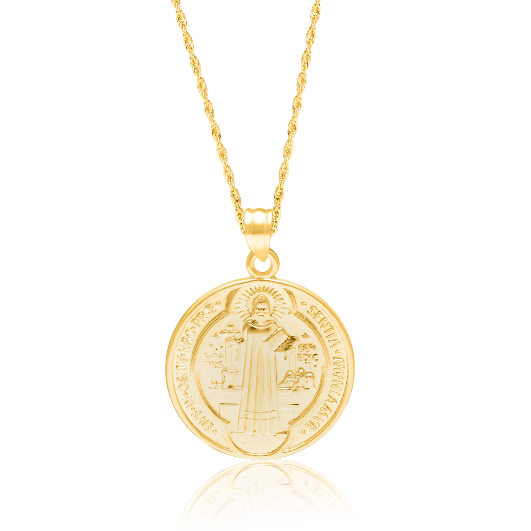 18K Real Gold Religious Round Necklace