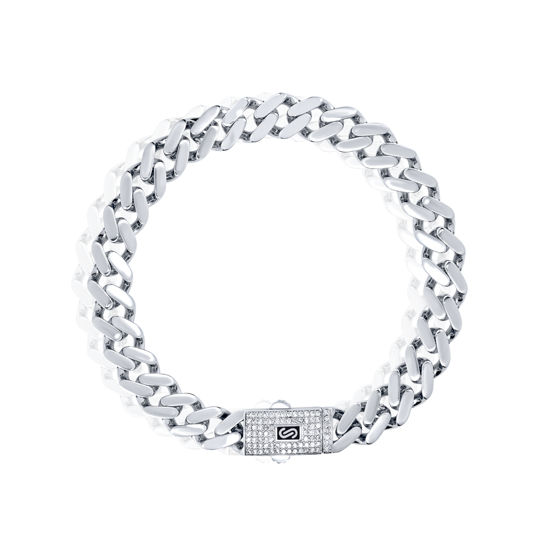 18K Real White Gold Elegant Thick Linked Bracelet