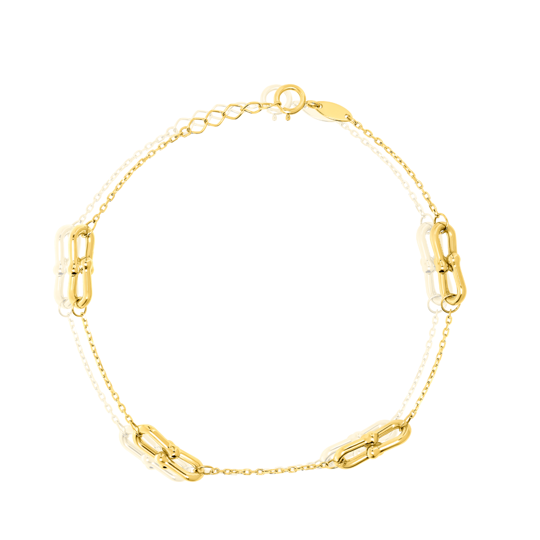 18K Real Gold U-Linked Bracelet